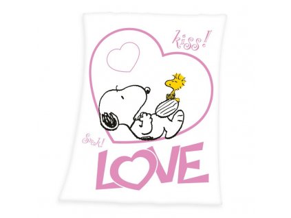 Detská fleece deka Snoopy Love, 130/170 cm
