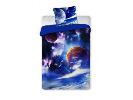 Bavlnené posteľné obliečky s motívom vesmíru a planét