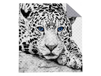 Prehoz na posteľ Leopard - čiernobiely, 170/210 cm