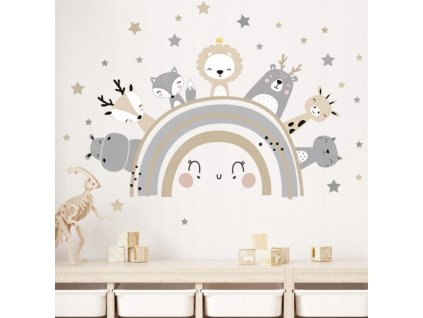 nalepky detska dekoracia na stenu duha a zvieratka