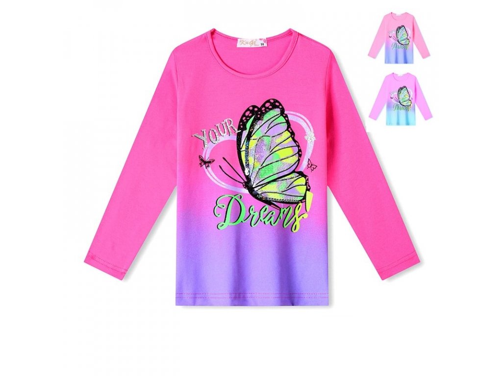 Dívčí duhové tričko s motýlem