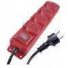 Prodlužovací kabel 3 m / 4 zásuvky / s vypínačem / černo-červený / guma-neopren / 1,5 mm2 P14131