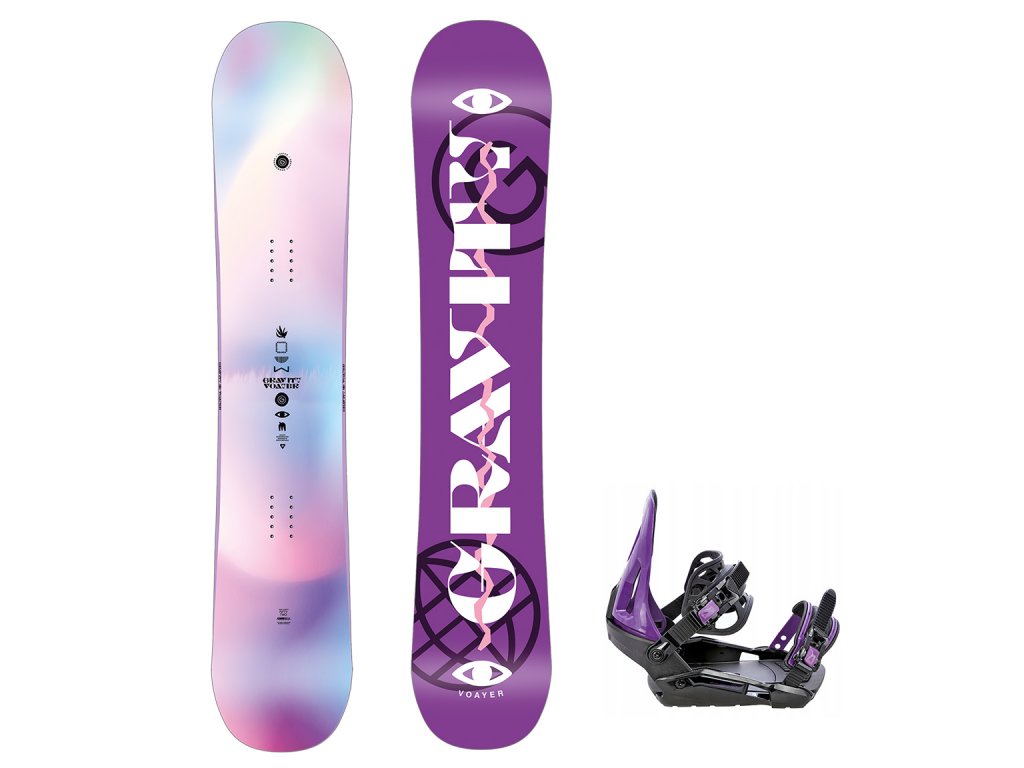 Snowboard komplet Gravity Voayer 23/24 + vázání S230 black/violet