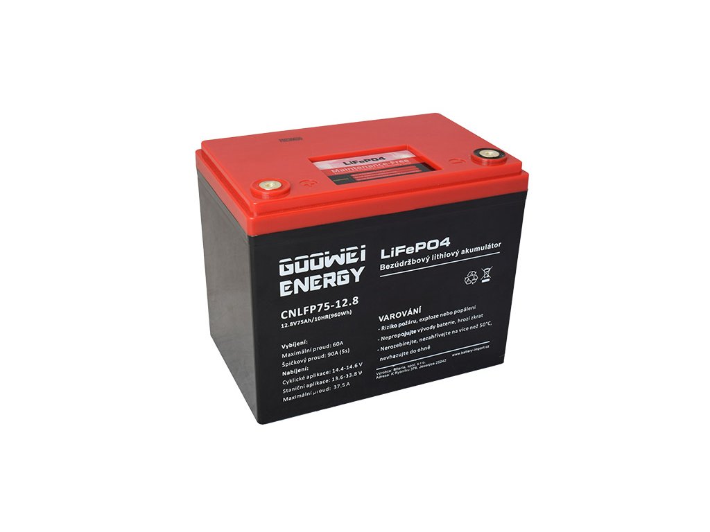 GOOWEI ENERGY trakční baterie (LiFePO4) CNLFP75-12.8, 75Ah, 12.8V