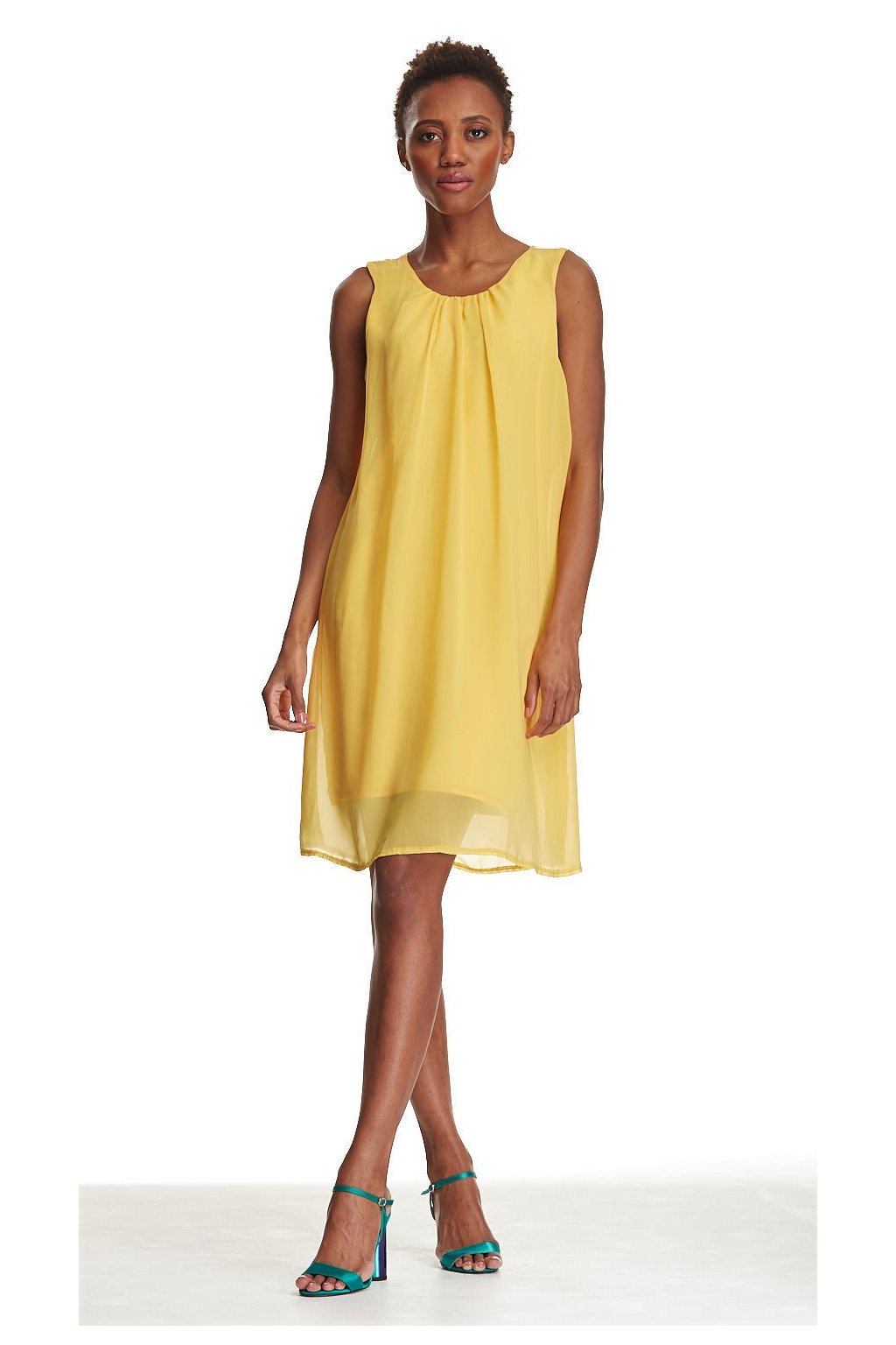 Žluté šifonové šaty letní