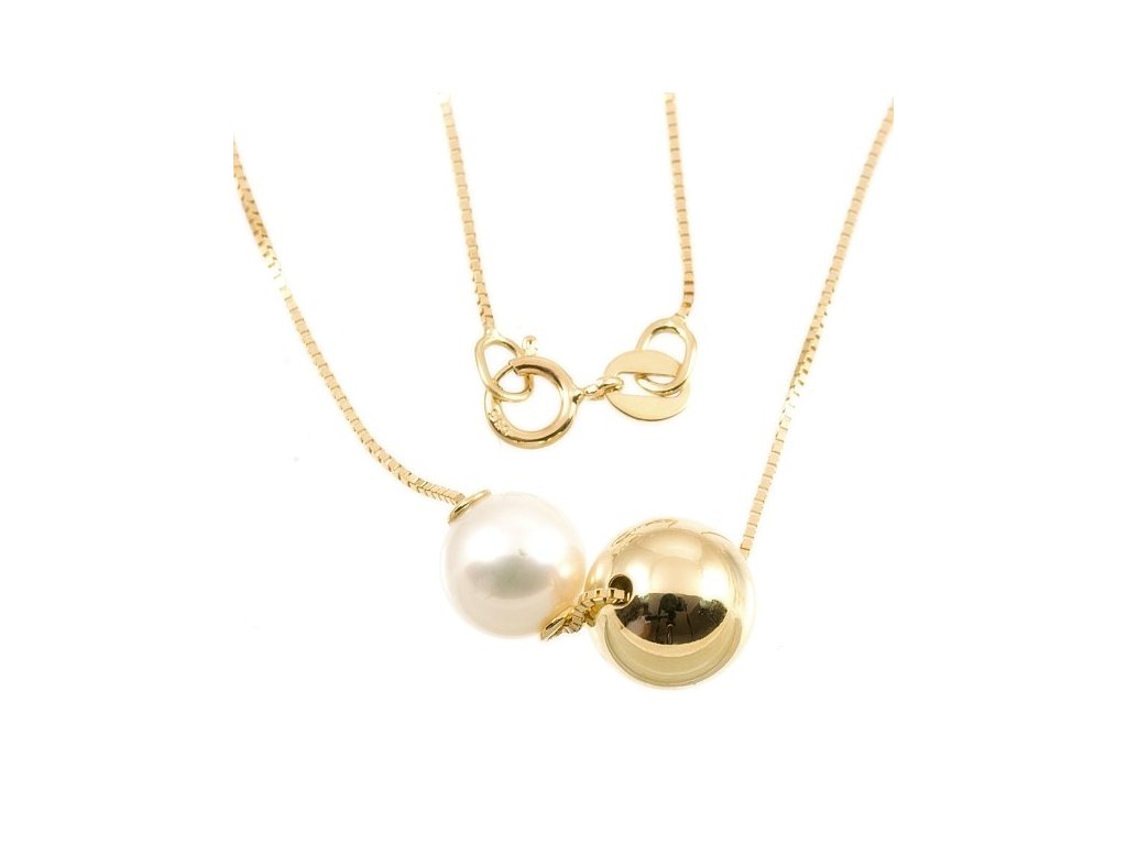 Zlatý náhrdelník s perlou 450 (Délka náhrdelníku 42 cm)