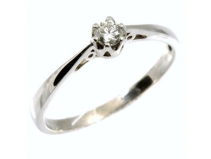 Zásnubní prsten s diamantem v bílém zlatě 1551 (Barva zlata bílá, Velikost prstenu 49)