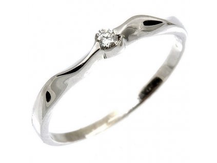 Zásnubní prsten s diamantem vlnka 1555 (Barva zlata bílá, Velikost prstenu 49)