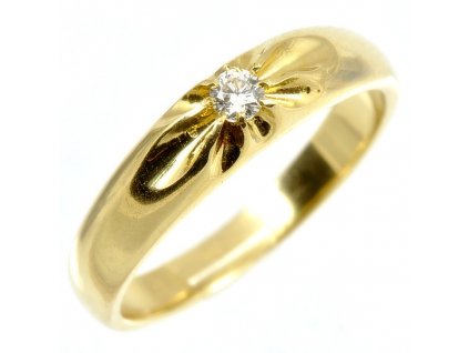 Dámský prsten sluníčko s briliantem 2.4mm 1676 (Barva zlata bílá, Velikost prstenu 49)
