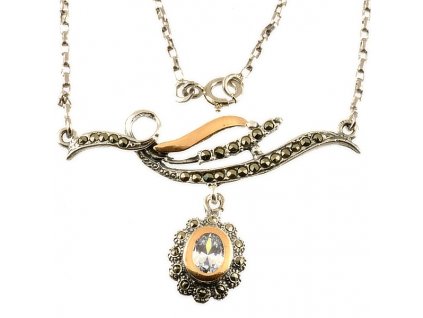 Dámský náhrdelník s křišťálem portugalské stříbro 811 (Délka náhrdelníku 45 cm)