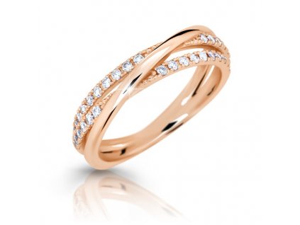 Zlatý dámský prsten se zirkony 1788 růžové zlato (Velikost prstenu 50)