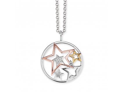 Stříbrný náhrdelník hvězda tricolor Engelsrufer ERN-STARS-TRI-Z (Délka náhrdelníku 45 cm)