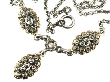 Stříbrný náhrdelník s markazity 263 portugal (Délka náhrdelníku 45 cm)