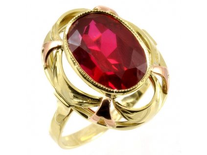 Zlatý prsten s rubínem 1034 souprava (Velikost prstenu 50)