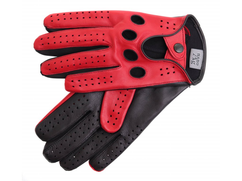 Pánské kožené řidičské rukavice BOHEM červené s podšívkou NanoAg
