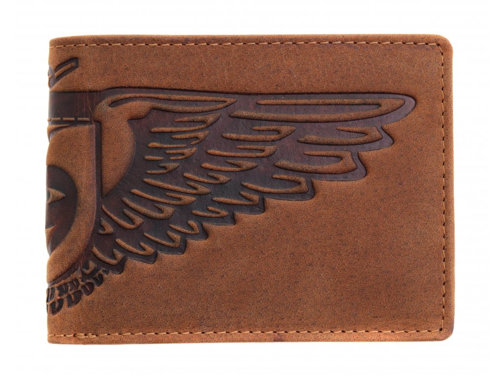 Pánská kožená peněženka Lagen 66-6403 KŘÍDLA koňaková
