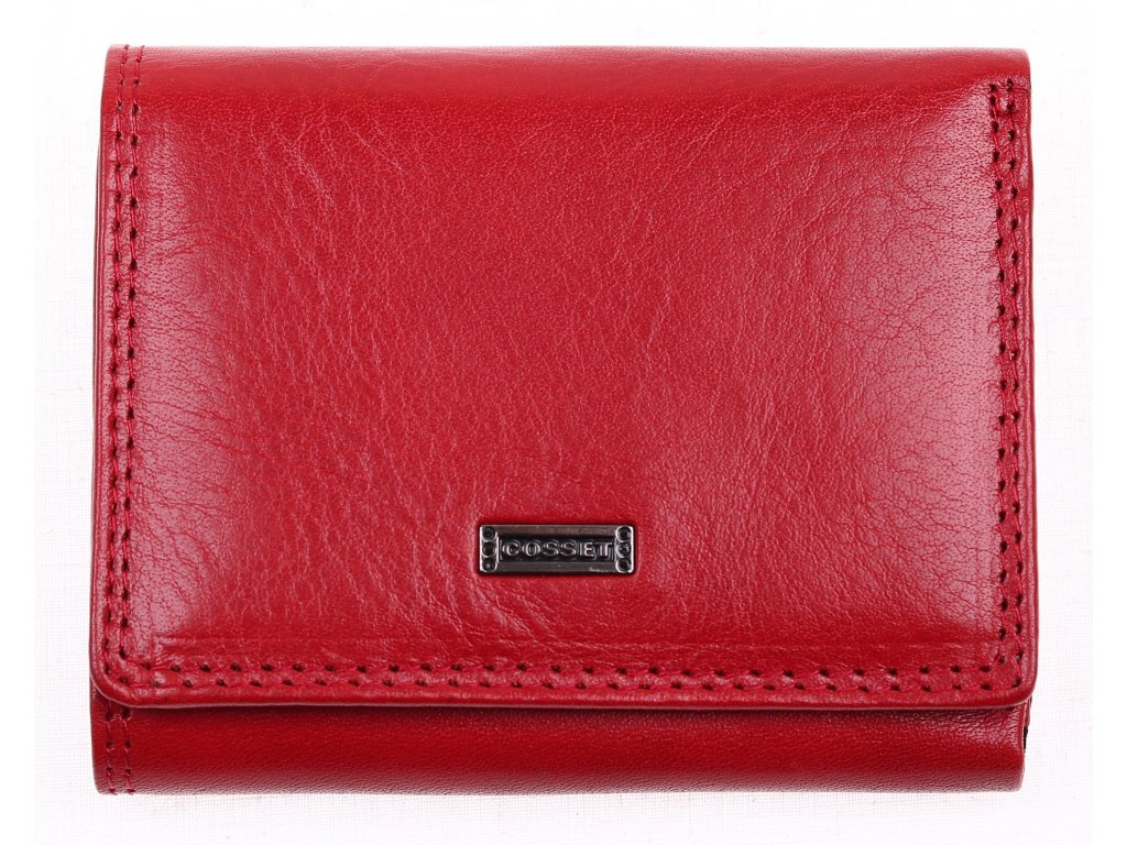 Menší dámská kožená peněženka Cosset 4508 Red Flamengo červená s vnější kapsou na mince