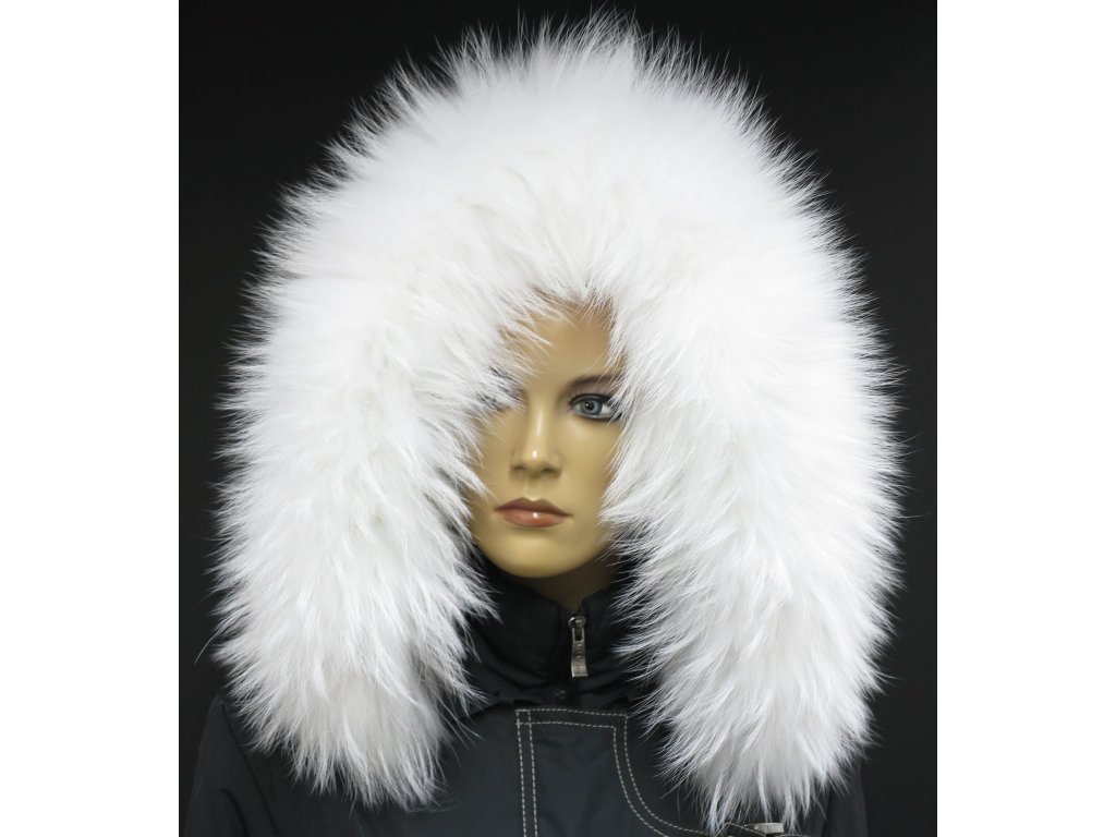 Kožešinový lem / límec na kapuci z finského mývalovce - 4001 White Excellence
