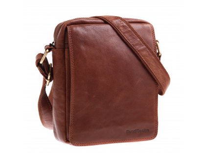 Pánská kožená taška přes rameno Sendi Design M52005 koňakově hnědá