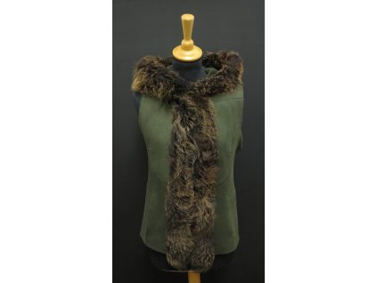 Dámská kožešinová vesta s kapucí ze španělské ovčiny VE26 zelená