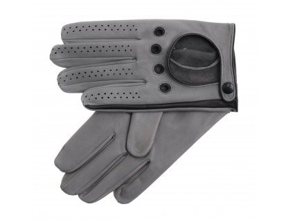 Pánské kožené řidičské rukavice PRESTON šedé s černými detaily