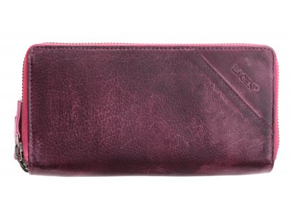 Dvojitý kožený peračník peňaženka Lagen JK-200/D Plum/Fuchsia fialová