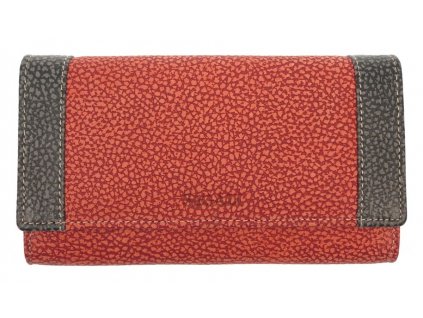 Velká dámská kožená peněženka Segali SG61288 červenooranžová / černošedá