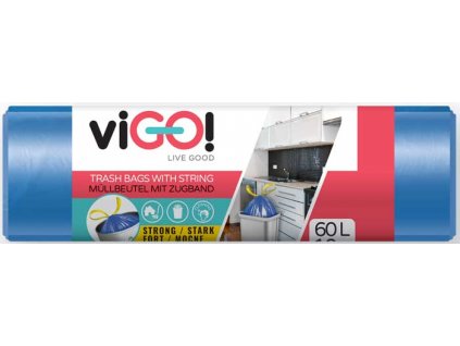 viGO! Pytle do odpadkových košů zatahovací HDPE 60l/10 ks 60x70cm - modré