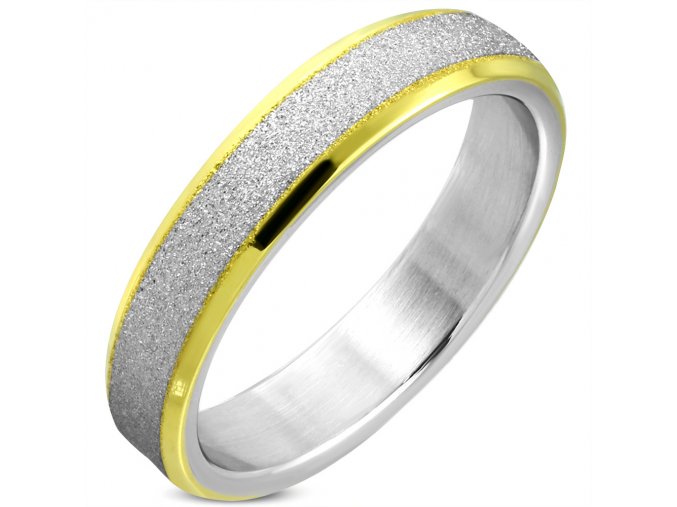 Pieskovaný prsteň z chirurgickej ocele, zlatá a strieborná farba 5 mm