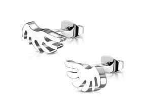Dámske náušnice anjelské krídla z ocele, strieborná farba