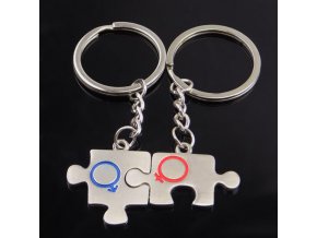 Kľúčenky pre dvoch, puzzle, symbol Ona a On