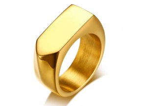 Pánsky pečatný prsteň z chirurgickej ocele, lesklá zlatá farba (1)