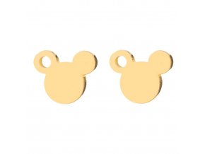 Puzetové náušnice z chirurgickej ocele, Mickey Mouse zlatej farby, dierka