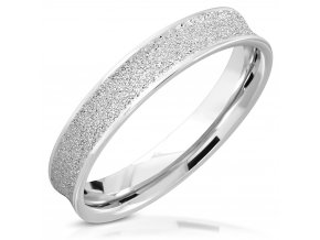 Sedlový pieskovaný prsteň z ocele, strieborná farba 4 mm
