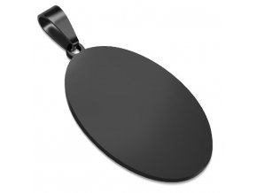 Vojenská hladká oválna známka čiernej farby, chirurgická oceľ 33x20 mm