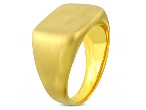 Pečatný hranatý prsteň, chirurgická oceľ zamatovej zlatej farby