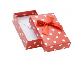 Darčeková krabička na sadu šperkov, biele srdiečka a mašľa