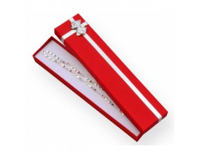 Červená darčeková krabička na náramok, stužka striebornej farby