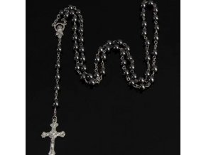 Ruženec na s lesklým krížom, Ježíš Kristus, lesklé kovové koráliky
