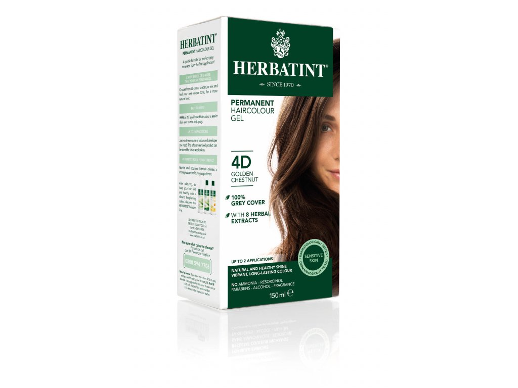 Herbatint permanentní barva na vlasy zlatavý kaštan 4D
