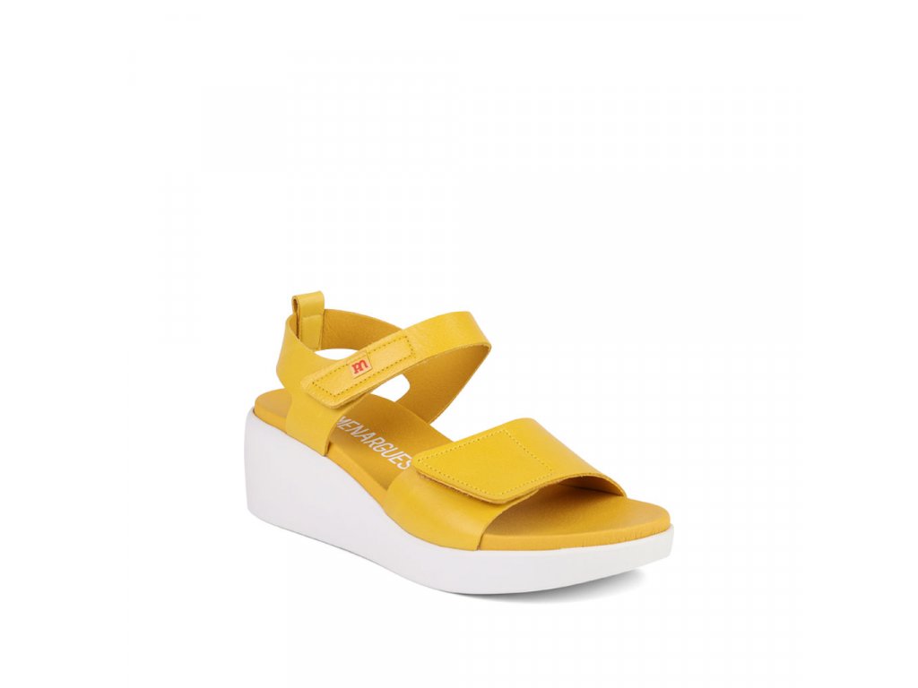 Dámské kožené sandály na suché zipy PEPE MENARGUES žluté