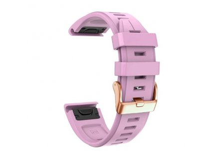 Silikonový gumový řemínek pro Garmin Fenix 5s/6s/7s 20mm LINE růžový QuickFit rose gold růžová přezka