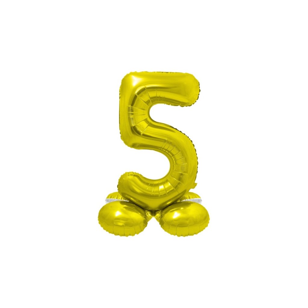Balónek fóliový číslice 5 samostojná zlatá 72 cm