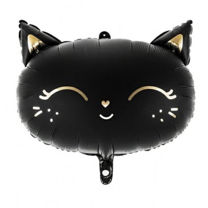Kočka černá - foliový balónek 48x36cm