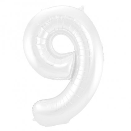 Balóenk fóliový číslice 9 metalická matná bílá 86 cm