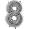 Balónek fóliový číslice 8 stříbrná 105 cm
