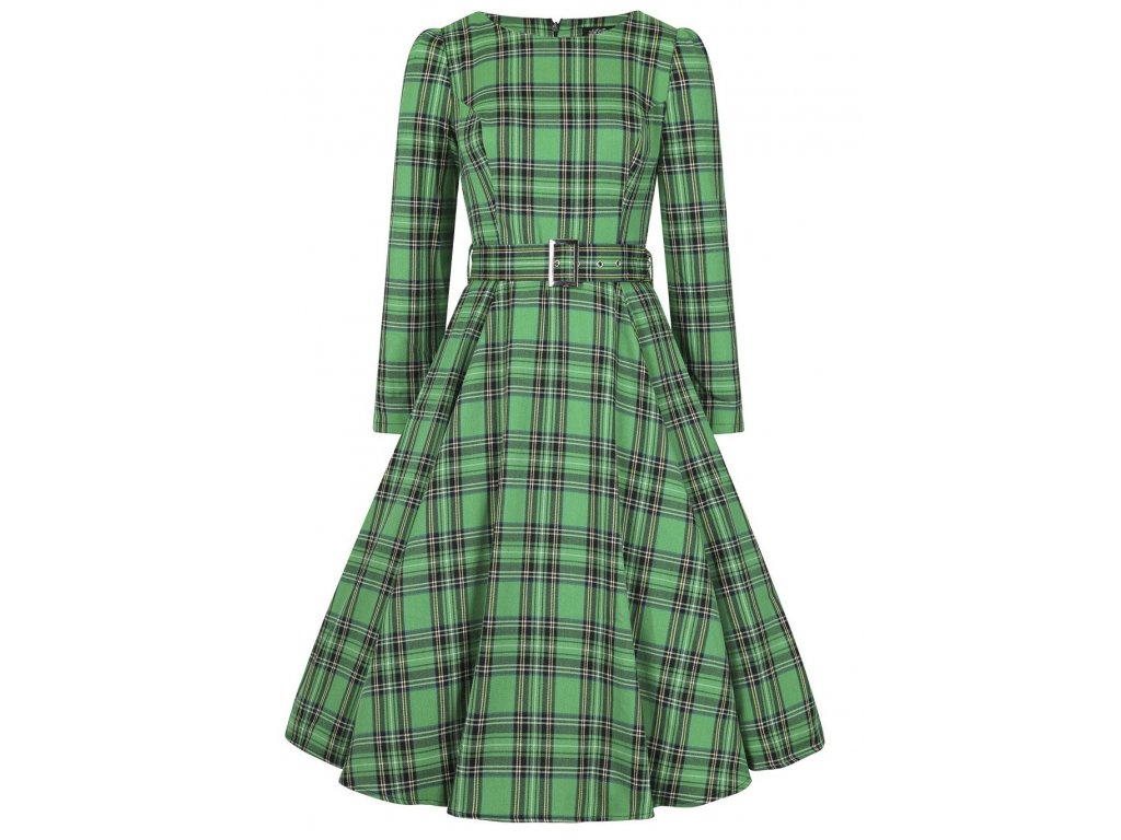 Kostkované retro šaty Highland Check - Green