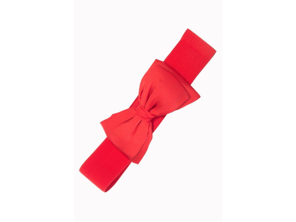 Červený elastický široký retro pásek s mašlí Bella Banned Retro
