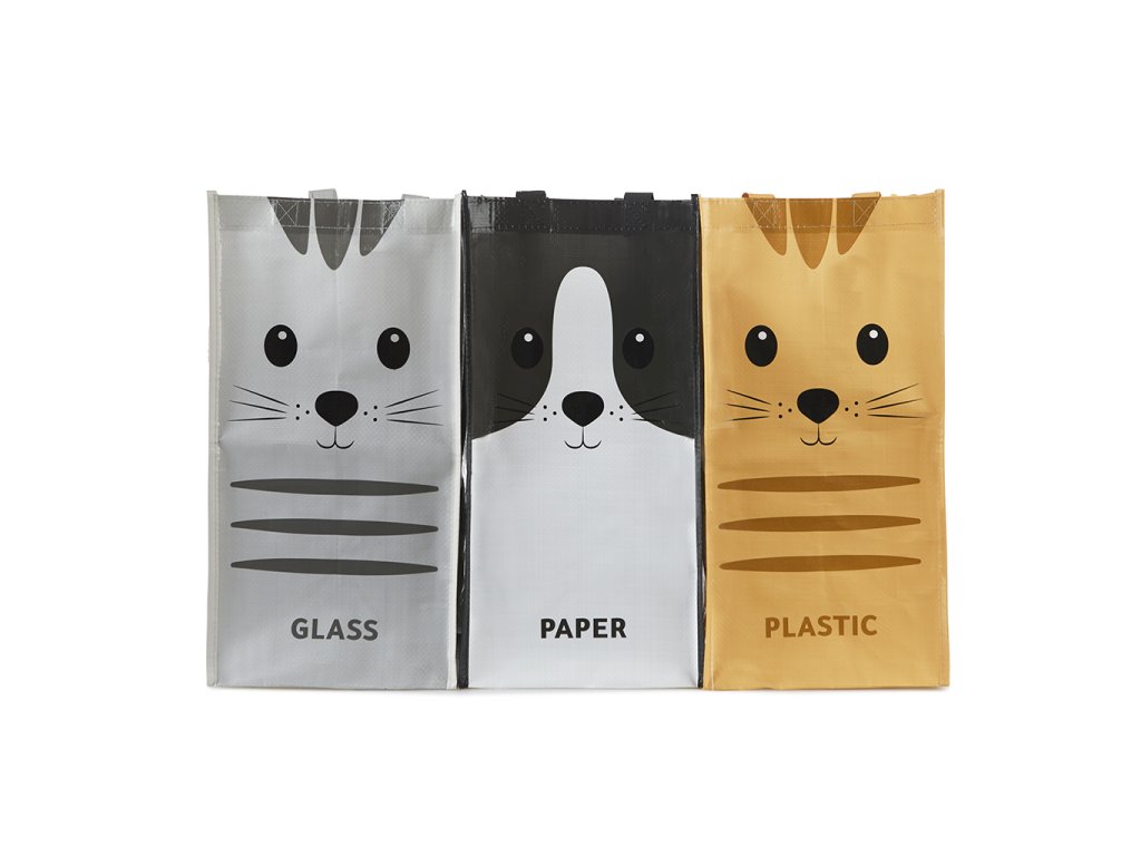 1253 - Sada recyklačních sáčků,Mňau,x3,recyklovaný plast, 43x66x22