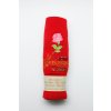Bavlněná útěrka barva červená & výšivka 'růže' set 40 x 70 cm